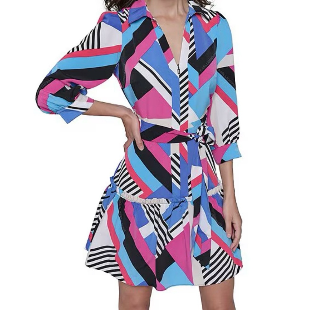 Karl Lagerfeld Colorful Geometric Print Dress in New without tag condition